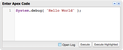 Apex の単純な Hello World の例