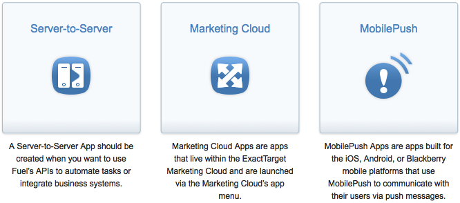 ExactTarget App Center で使用できるアプリケーションの種別