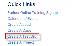 [Create a Test Org (テスト組織を作成)] をクリックする