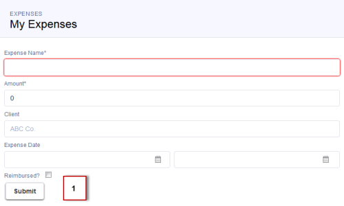 [Submit (送信)] ボタンをクリックすると、新しい経費が作成されます。