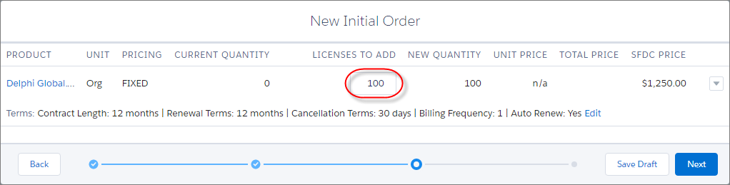 Channel Order App の注文ウィザードのステップ 3