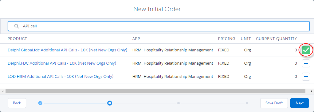 Channel Order App の注文ウィザードのステップ 2