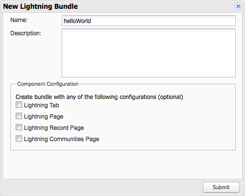 [New Lightning Bundle (新規 Lightning バンドル)] パネル
