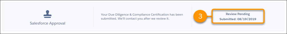 承認のステータスが強調表示された [Salesforce Approval (Salesforce の承認)] コンポーネント
