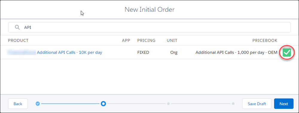 Channel Order App の注文ウィザードのステップ 2