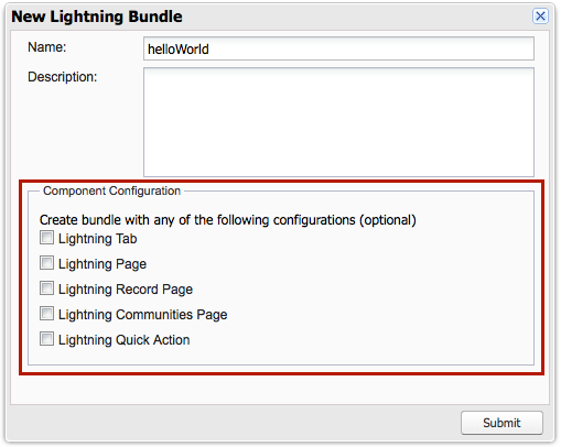 [New Lightning Bundle (新規 Lightning バンドル)] パネル