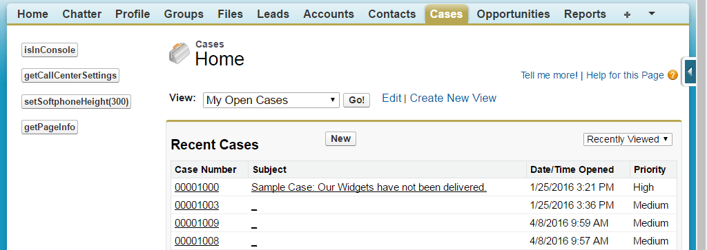 Salesforce でのソフトフォンとしてのサンプル HTML ページの出力