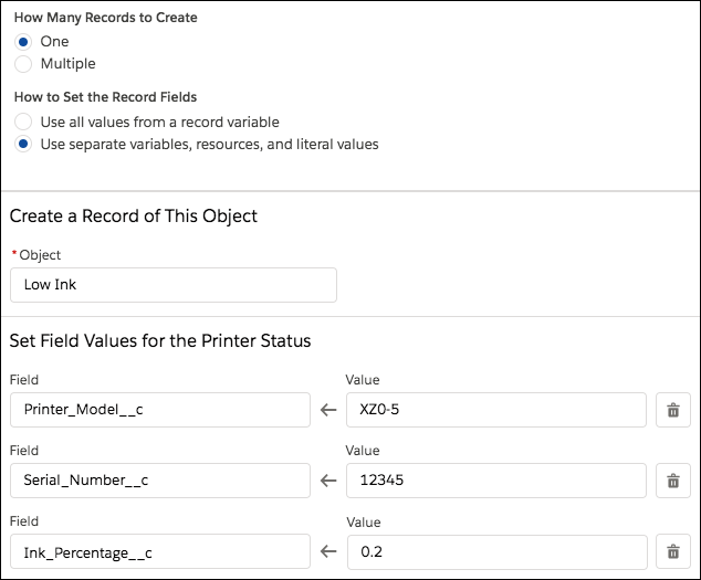 Flow Builder のレコードの作成要素