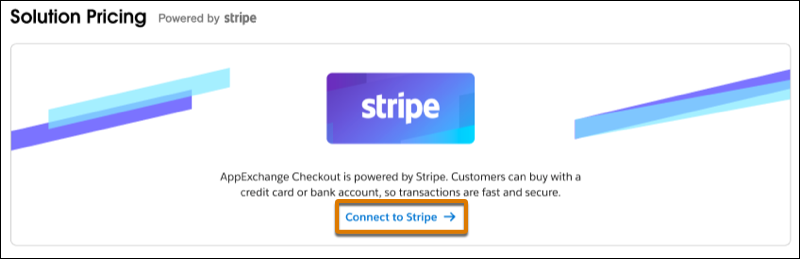 Stripe への接続オプションを示すソリューション価格設定テーブルのビュー