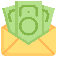 Illustration of envelope filled with money