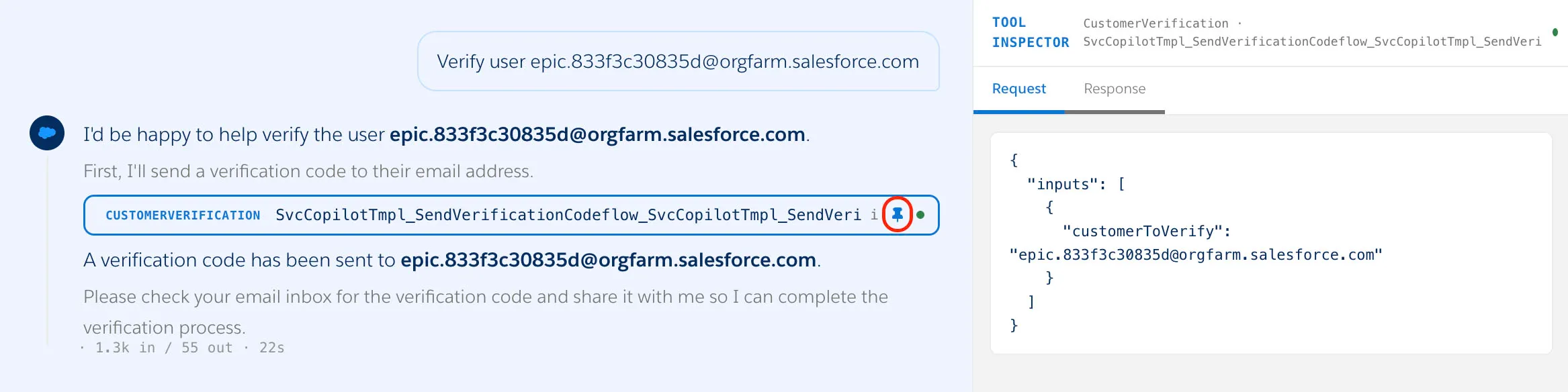 Screenshot showing how to pin an MCP tool call