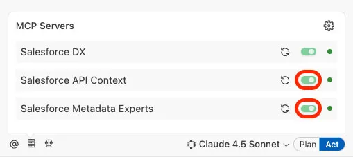 Screenshot showing how to disable MCP servers