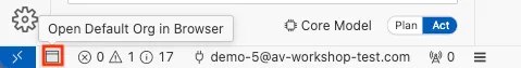 Screenshot showing the "Open Default Org in Browser" button icon